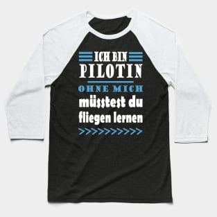 Pilotin Flugzeug Fliegen Mädchen Reisen Spruch Baseball T-Shirt